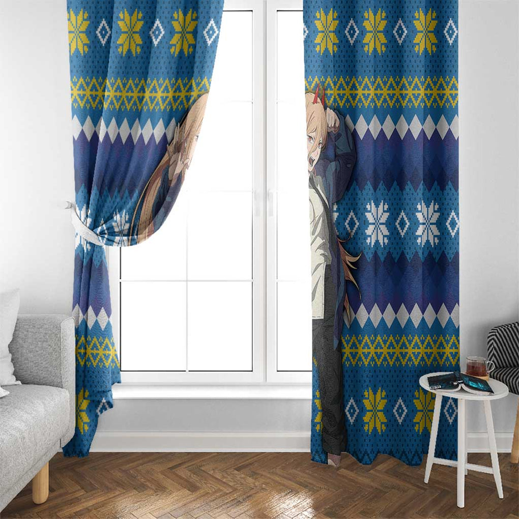 Power - Chainsaw Man Window Curtain Anime Mix Christmas Style