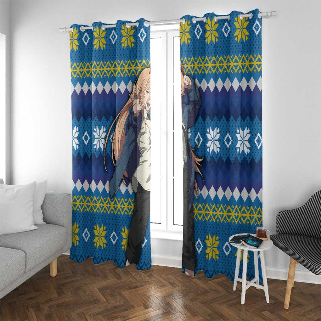 Power - Chainsaw Man Window Curtain Anime Mix Christmas Style