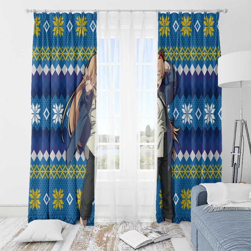 Power - Chainsaw Man Window Curtain Anime Mix Christmas Style