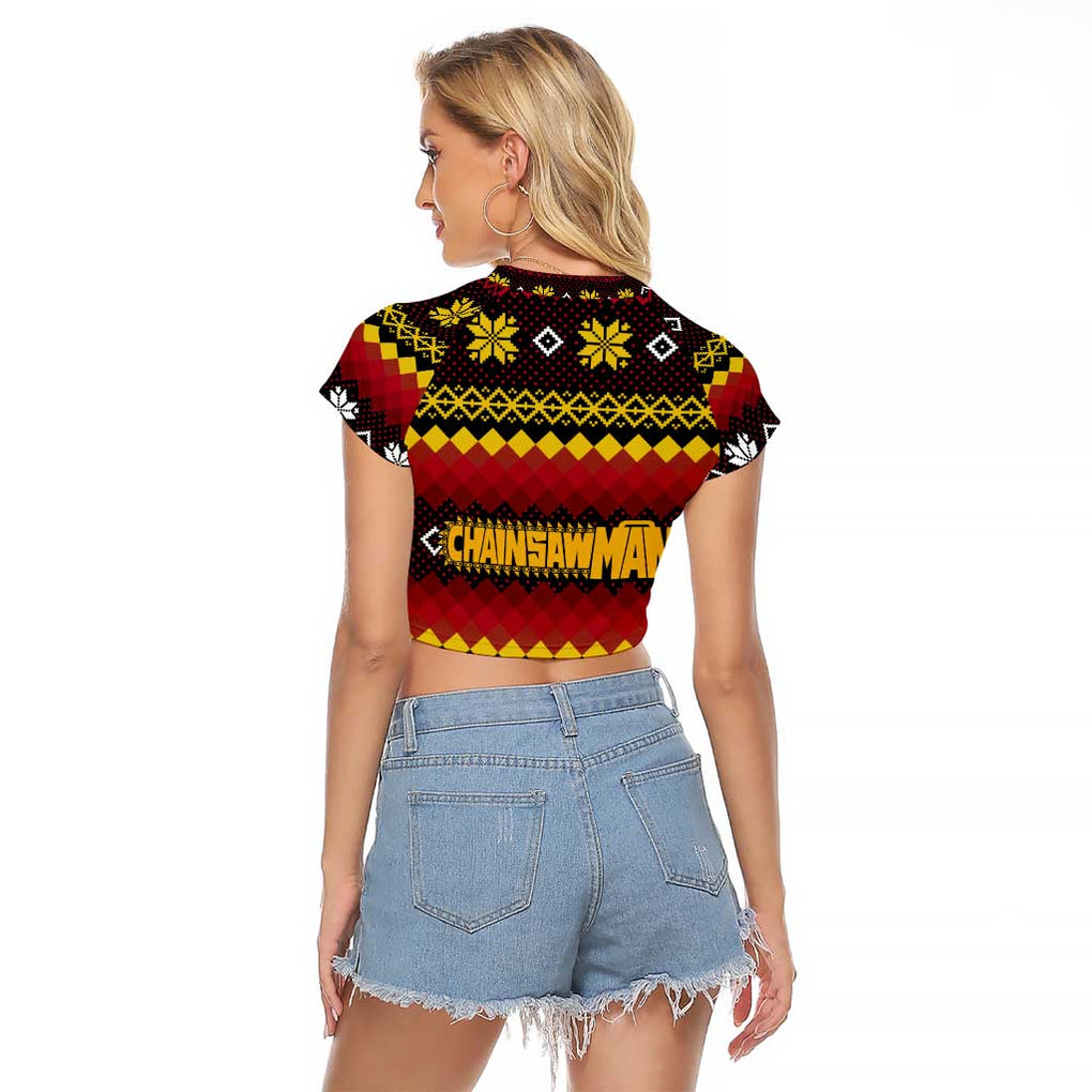 Makima - Chainsaw Man Raglan Cropped T Shirt Anime Mix Christmas Style