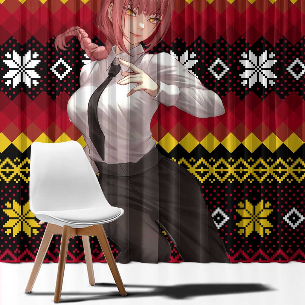 Makima - Chainsaw Man Window Curtain Anime Mix Christmas Style