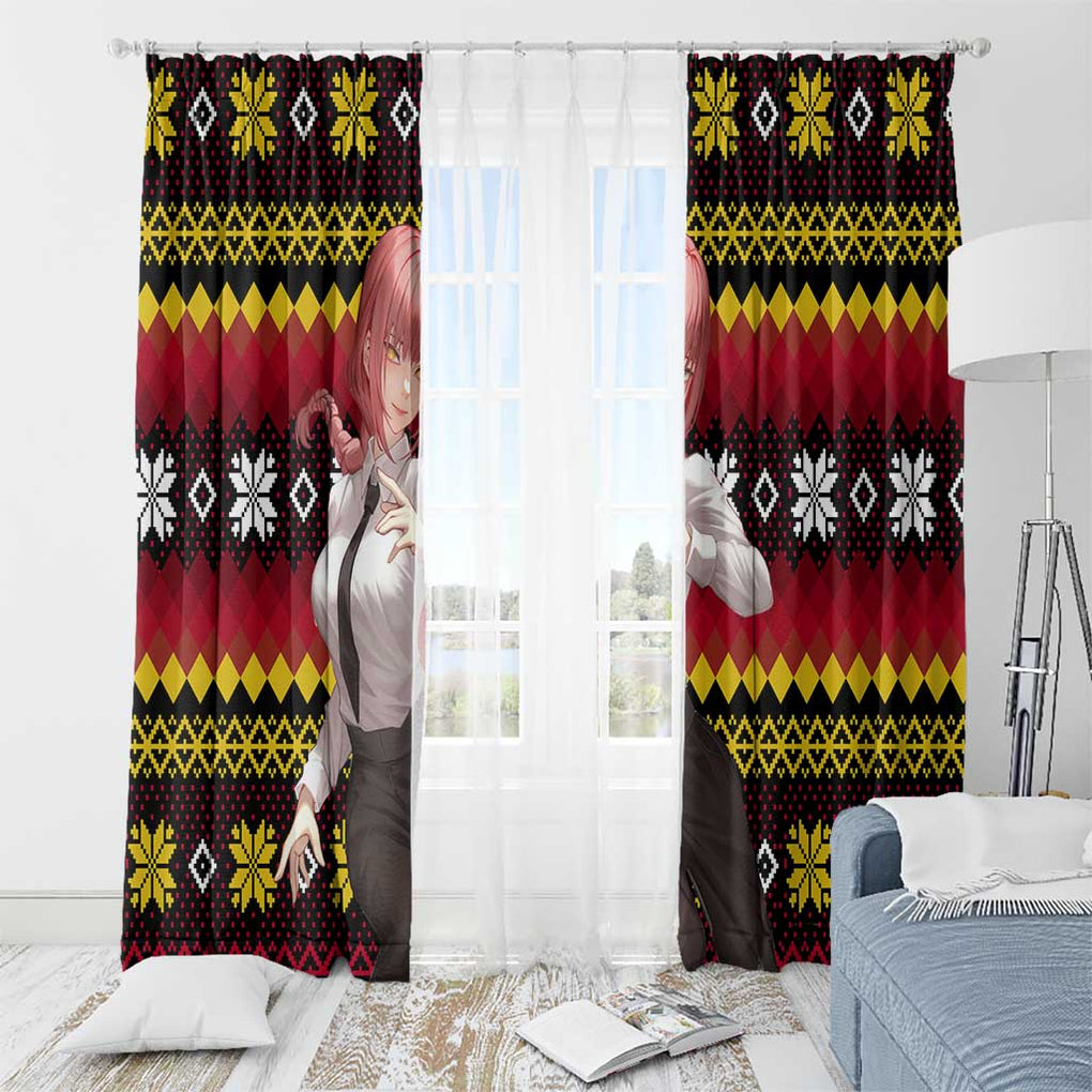 Makima - Chainsaw Man Window Curtain Anime Mix Christmas Style