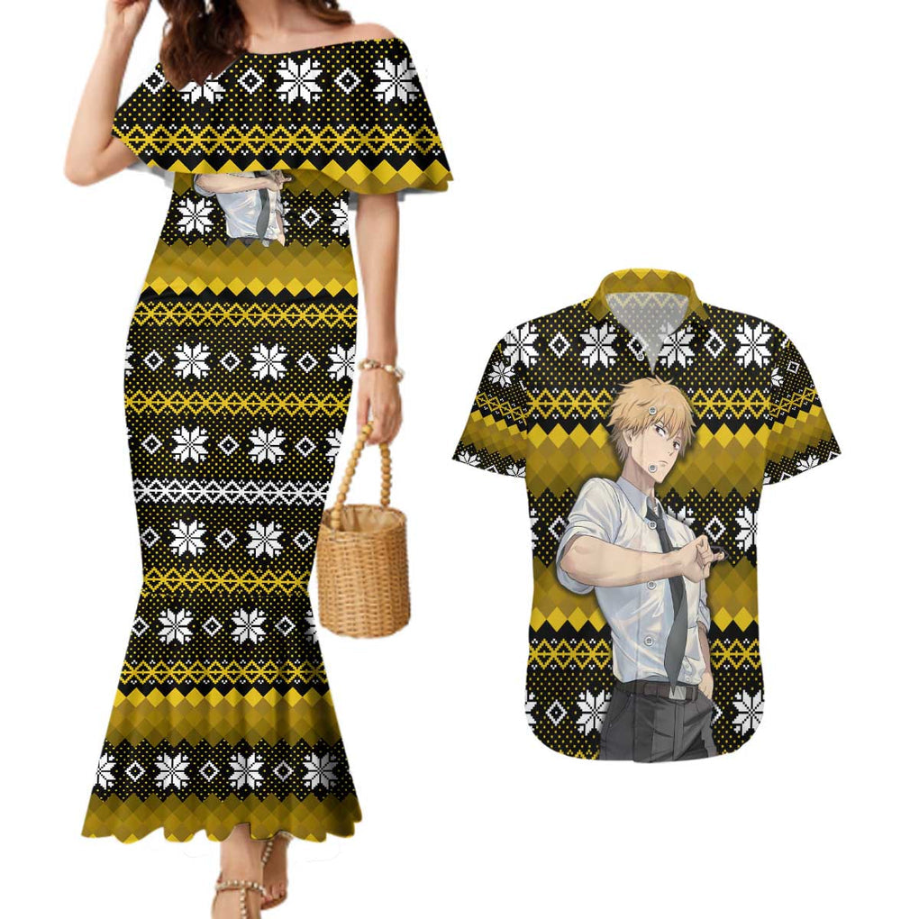 Denji - Chainsaw Man Couples Matching Mermaid Dress and Hawaiian Shirt Anime Mix Christmas Style