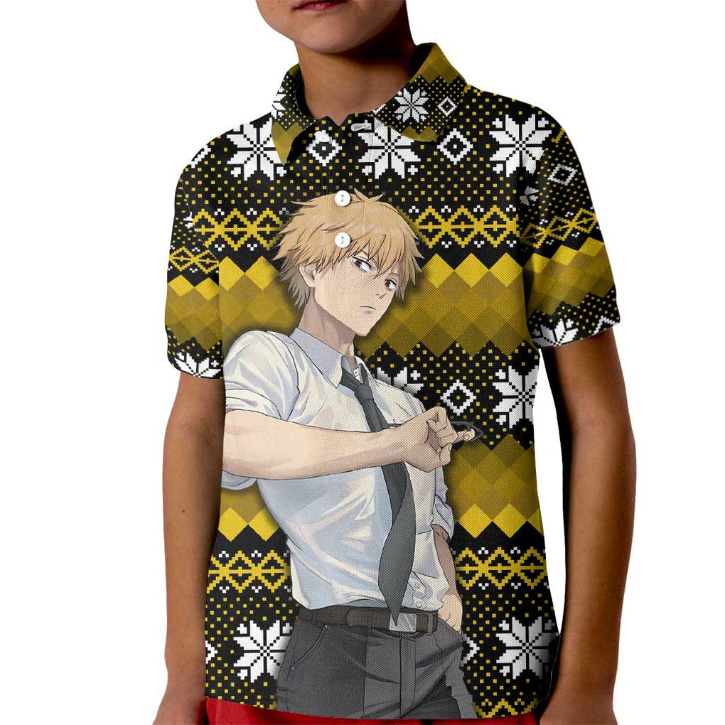 Denji - Chainsaw Man Kid Polo Shirt Anime Mix Christmas Style