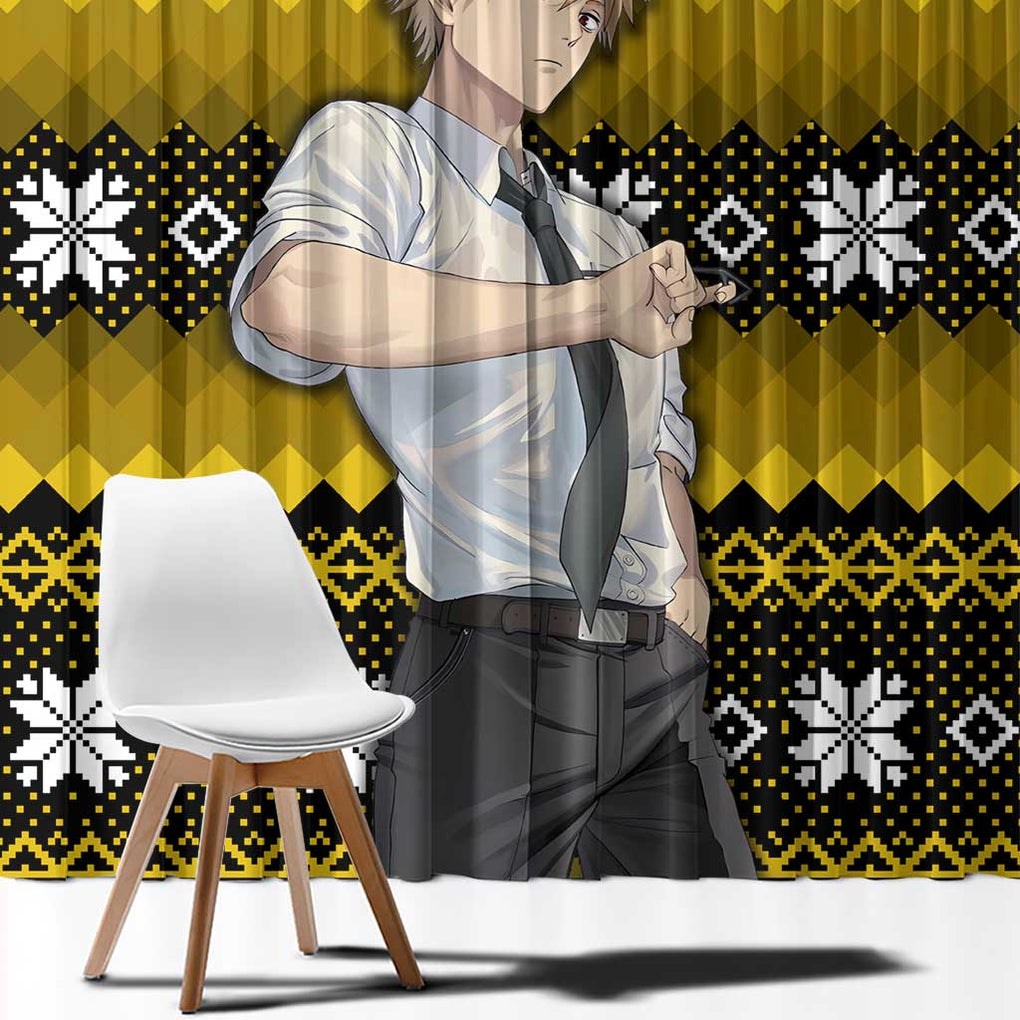 Denji - Chainsaw Man Window Curtain Anime Mix Christmas Style