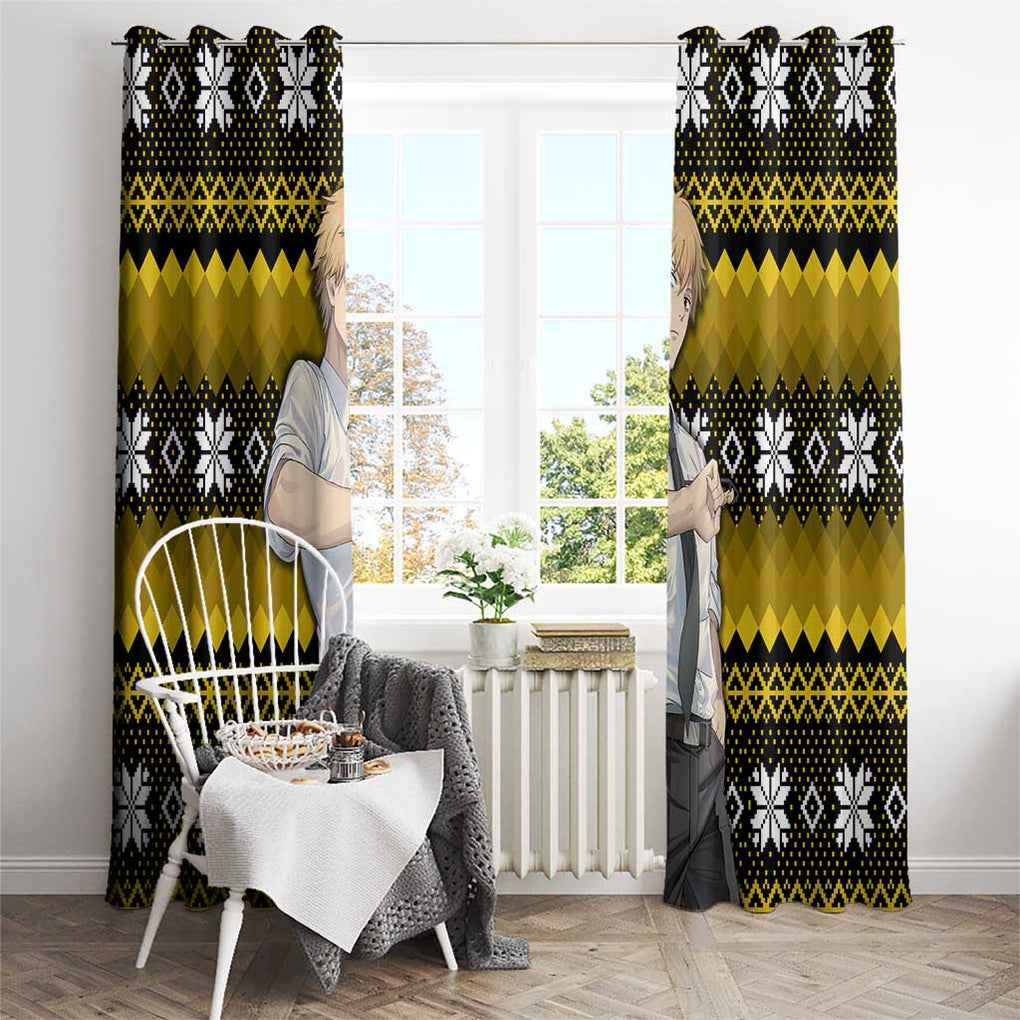Denji - Chainsaw Man Window Curtain Anime Mix Christmas Style