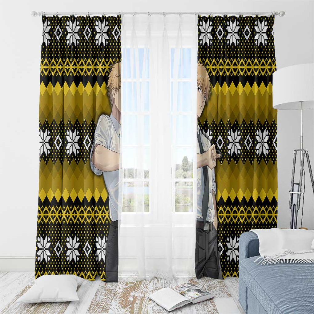 Denji - Chainsaw Man Window Curtain Anime Mix Christmas Style