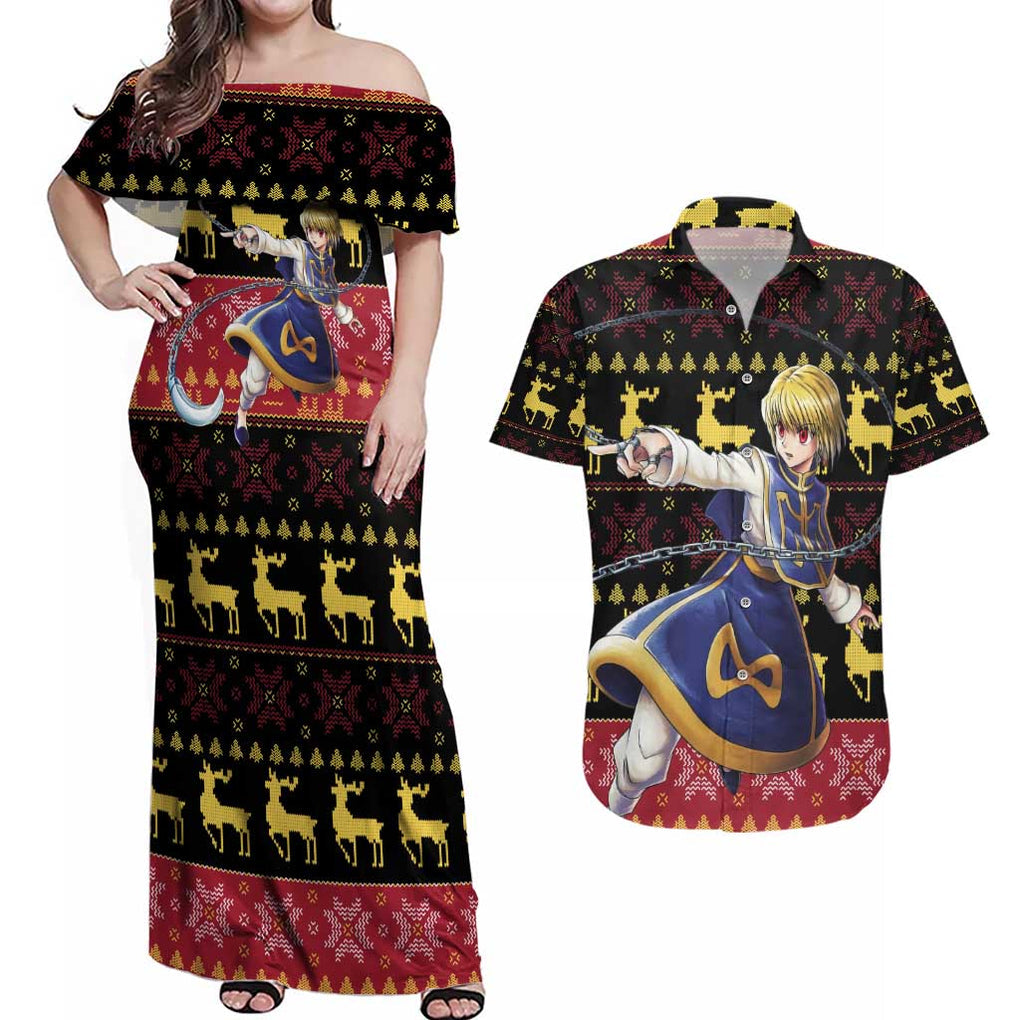 Kurapika - Hunter X Hunter Couples Matching Off Shoulder Maxi Dress and Hawaiian Shirt Anime Mix Christmas Style