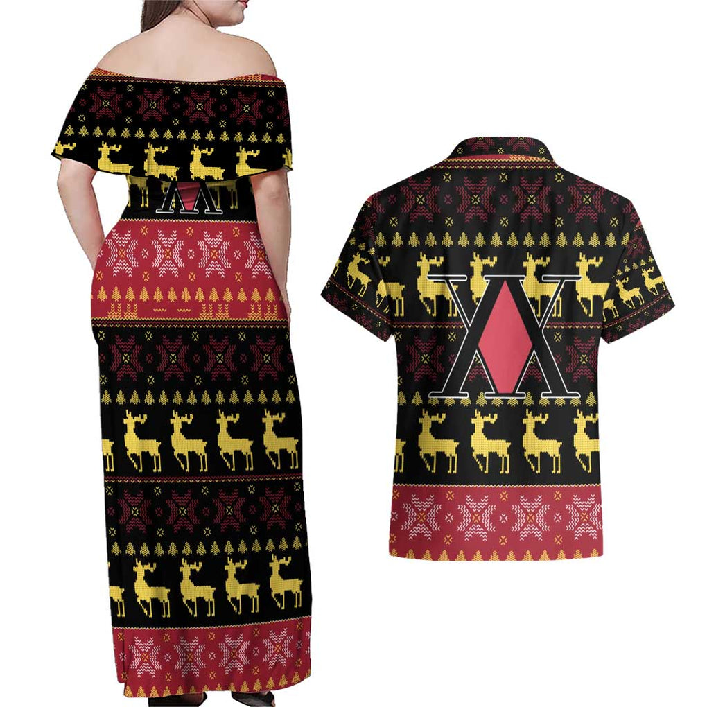 Kurapika - Hunter X Hunter Couples Matching Off Shoulder Maxi Dress and Hawaiian Shirt Anime Mix Christmas Style