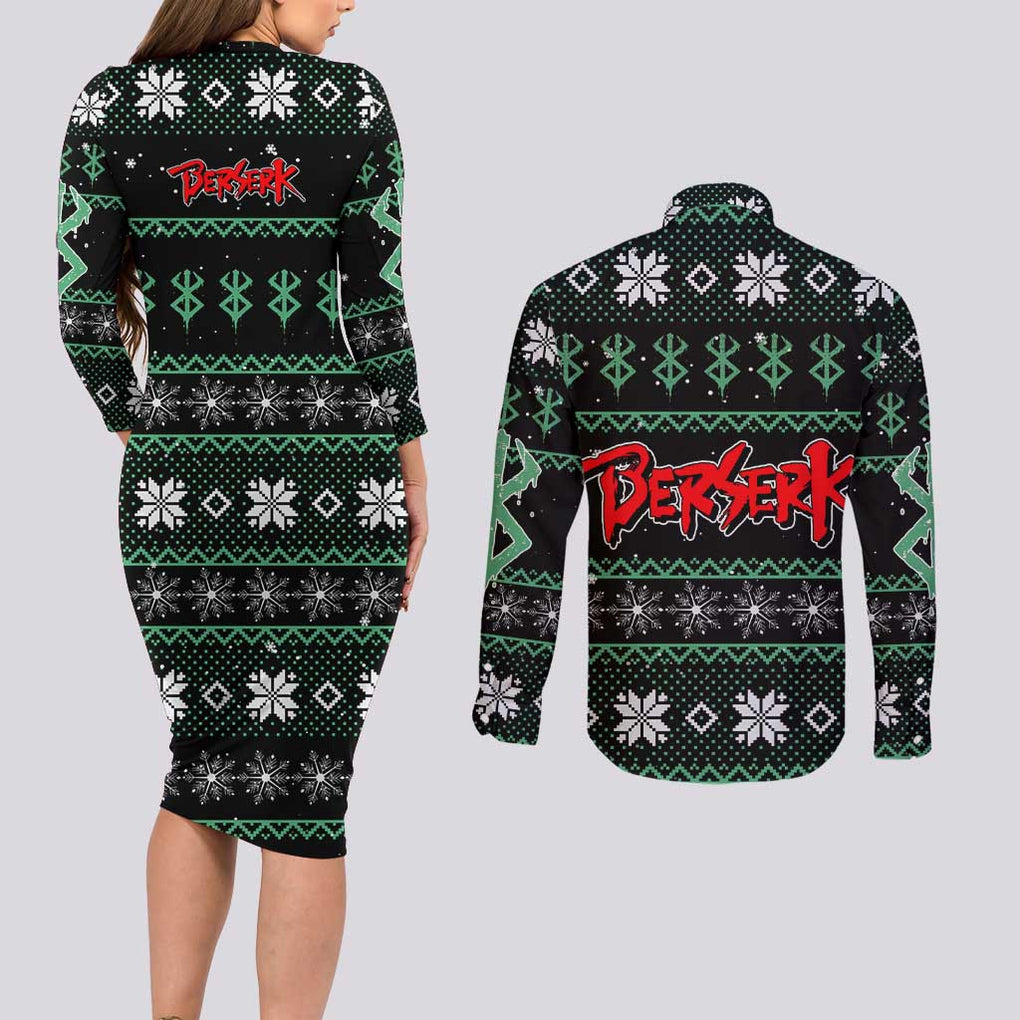 Judeau - Berserk Couples Matching Long Sleeve Bodycon Dress and Long Sleeve Button Shirt Anime Mix Christmas Style