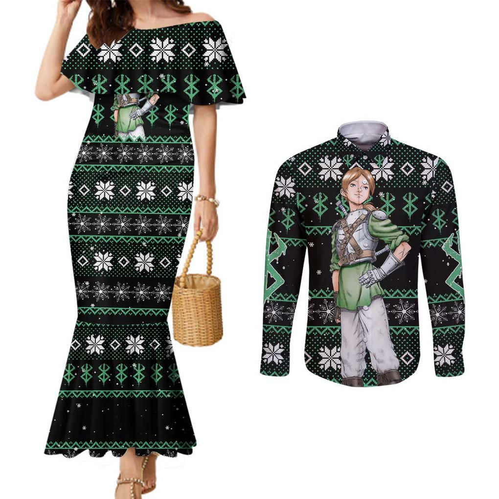 Judeau - Berserk Couples Matching Mermaid Dress and Long Sleeve Button Shirt Anime Mix Christmas Style