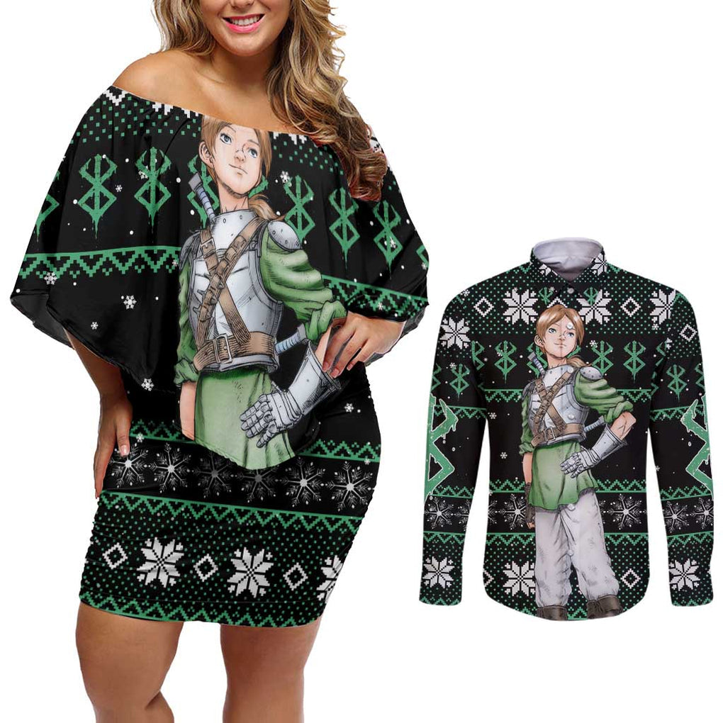 Judeau - Berserk Couples Matching Off Shoulder Short Dress and Long Sleeve Button Shirt Anime Mix Christmas Style