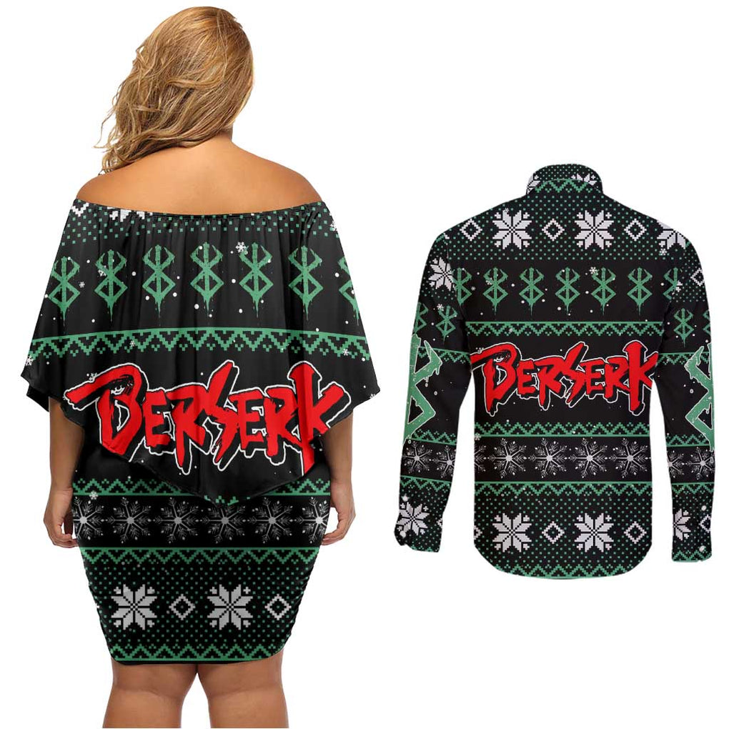 Judeau - Berserk Couples Matching Off Shoulder Short Dress and Long Sleeve Button Shirt Anime Mix Christmas Style