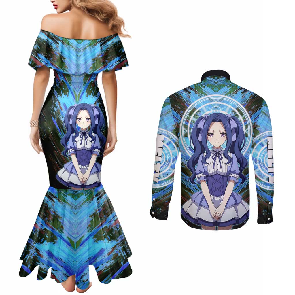 Melty Q Melromarc The Rising of the Shield Hero Couples Matching Mermaid Dress and Long Sleeve Button Shirt with Royal Attire and Magical Circle Background - The Mazicc