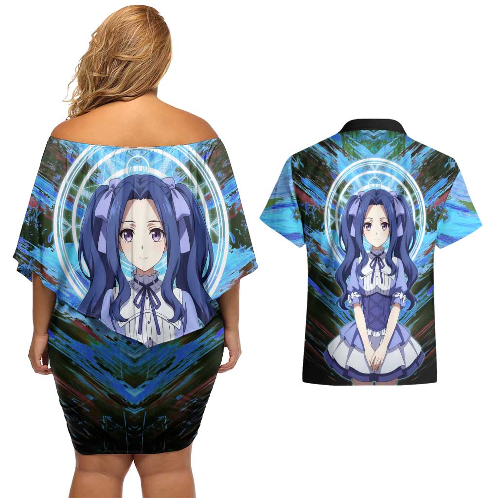 Melty Q Melromarc The Rising of the Shield Hero Couples Matching Off Shoulder Short Dress and Hawaiian Shirt with Royal Attire and Magical Circle Background - The Mazicc