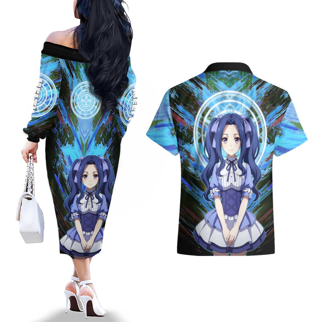 Melty Q Melromarc The Rising of the Shield Hero Couples Matching Off The Shoulder Long Sleeve Dress and Hawaiian Shirt with Royal Attire and Magical Circle Background - The Mazicc