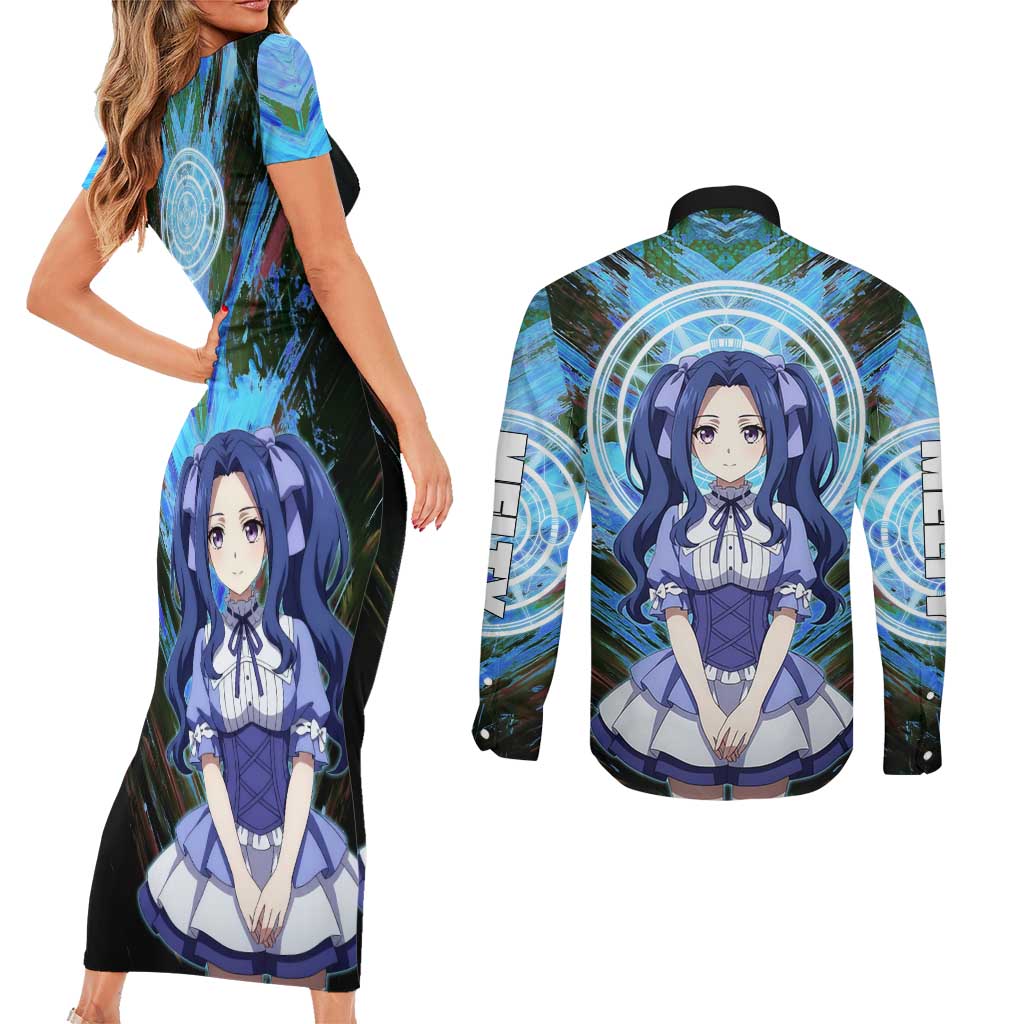Melty Q Melromarc The Rising of the Shield Hero Couples Matching Short Sleeve Bodycon Dress and Long Sleeve Button Shirt with Royal Attire and Magical Circle Background - The Mazicc