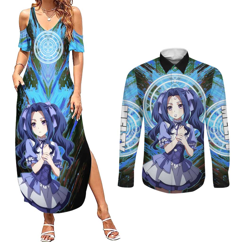 Melty Q Melromarc The Rising of the Shield Hero Couples Matching Summer Maxi Dress and Long Sleeve Button Shirt with Royal Attire and Magical Circle Background - The Mazicc