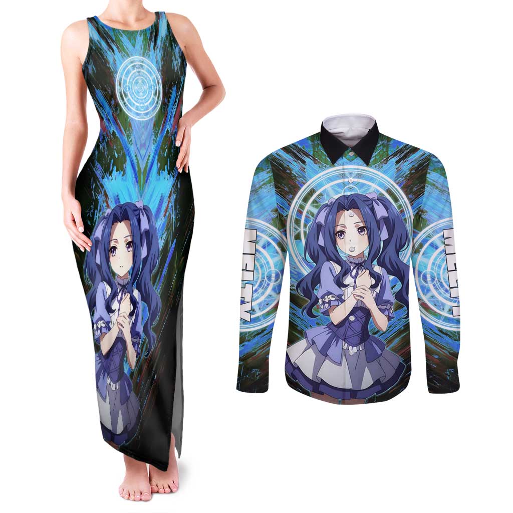 Melty Q Melromarc The Rising of the Shield Hero Couples Matching Tank Maxi Dress and Long Sleeve Button Shirt with Royal Attire and Magical Circle Background - The Mazicc