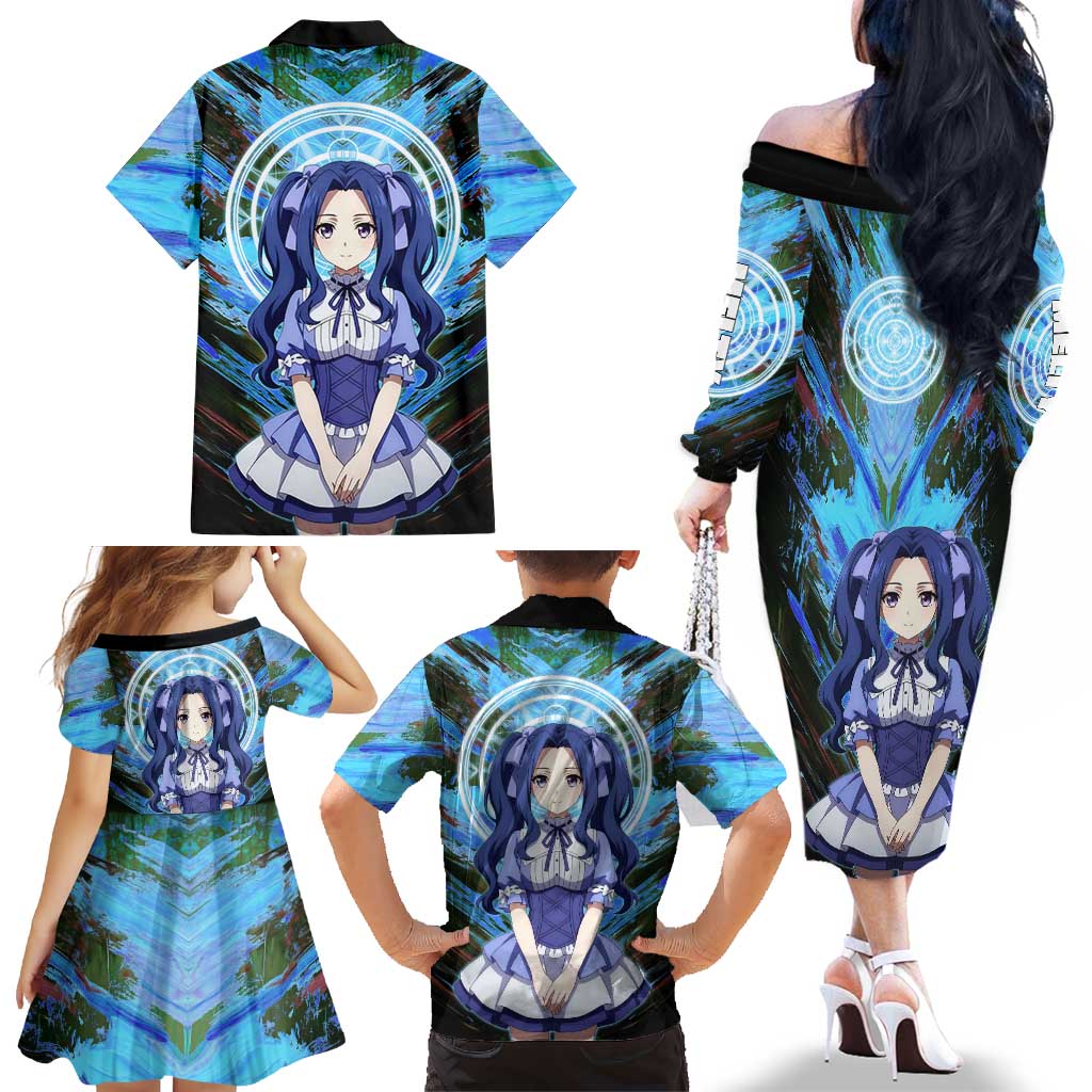 Melty Q Melromarc The Rising of the Shield Hero Family Matching Off The Shoulder Long Sleeve Dress and Hawaiian Shirt with Royal Attire and Magical Circle Background