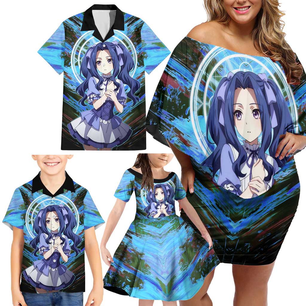 Melty Q Melromarc The Rising of the Shield Hero Family Matching Off Shoulder Short Dress and Hawaiian Shirt with Royal Attire and Magical Circle Background