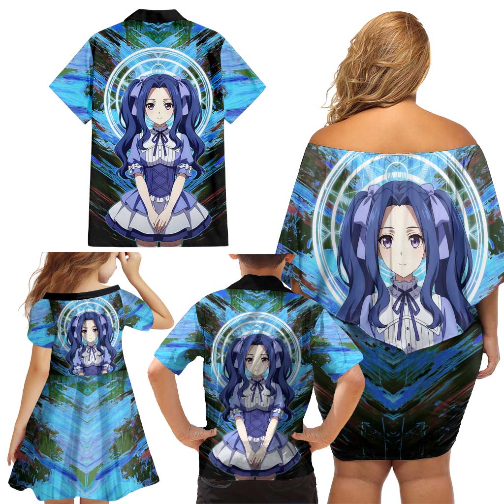 Melty Q Melromarc The Rising of the Shield Hero Family Matching Off Shoulder Short Dress and Hawaiian Shirt with Royal Attire and Magical Circle Background
