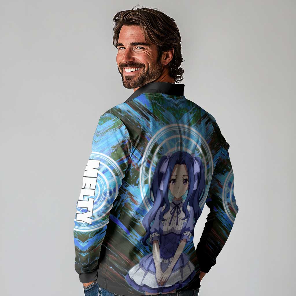 Melty Q Melromarc The Rising of the Shield Hero Long Sleeve Polo Shirt with Royal Attire and Magical Circle Background - The Mazicc