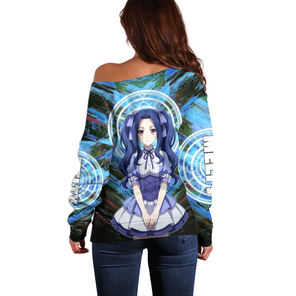Melty Q Melromarc The Rising of the Shield Hero Off Shoulder Sweater with Royal Attire and Magical Circle Background - The Mazicc