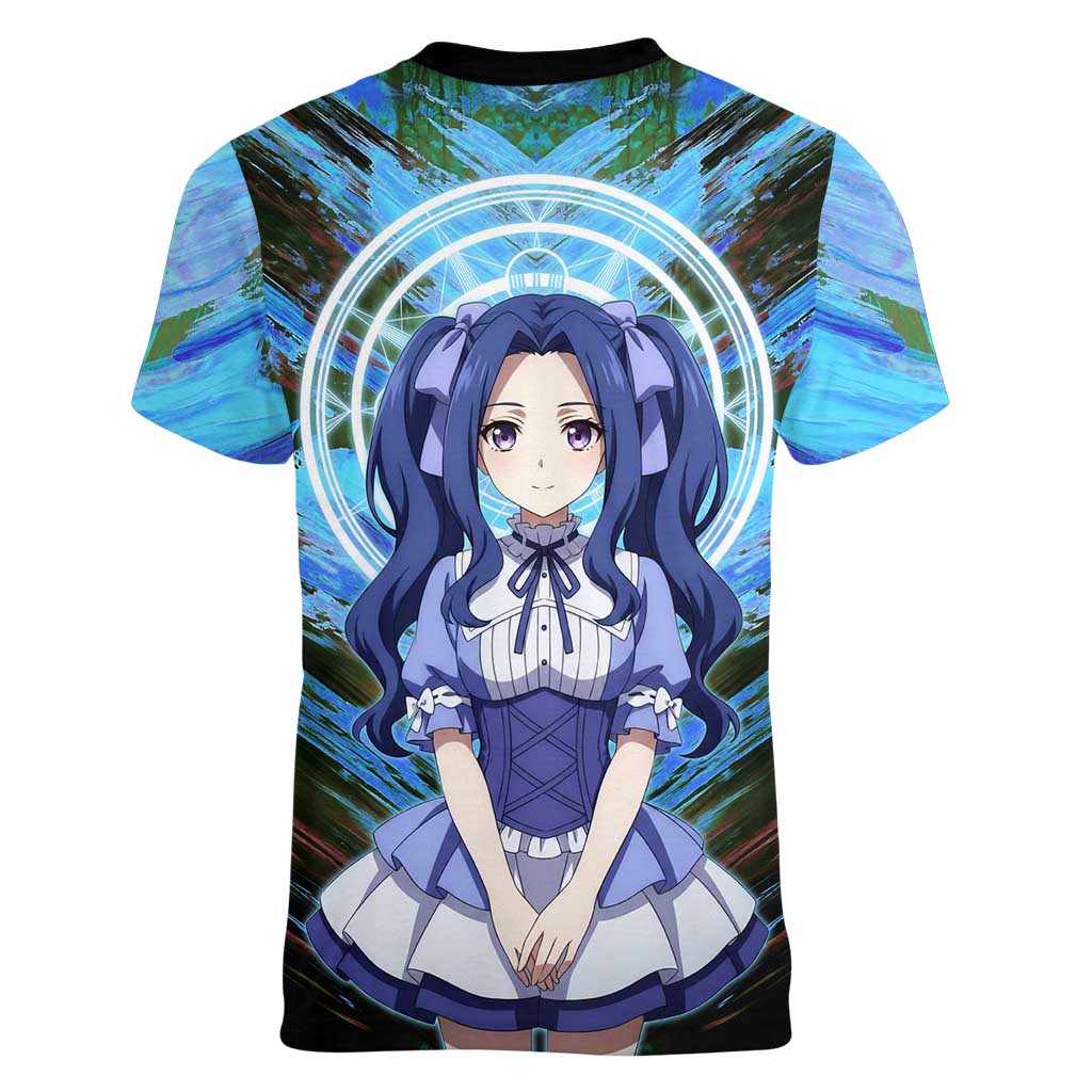 Melty Q Melromarc The Rising of the Shield Hero Women V-Neck T-Shirt with Royal Attire and Magical Circle Background - The Mazicc