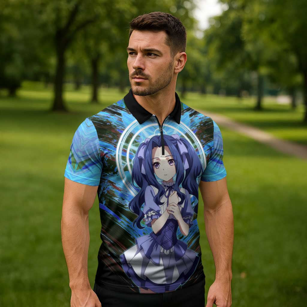 Melty Q Melromarc The Rising of the Shield Hero Zipper Polo Shirt with Royal Attire and Magical Circle Background - The Mazicc