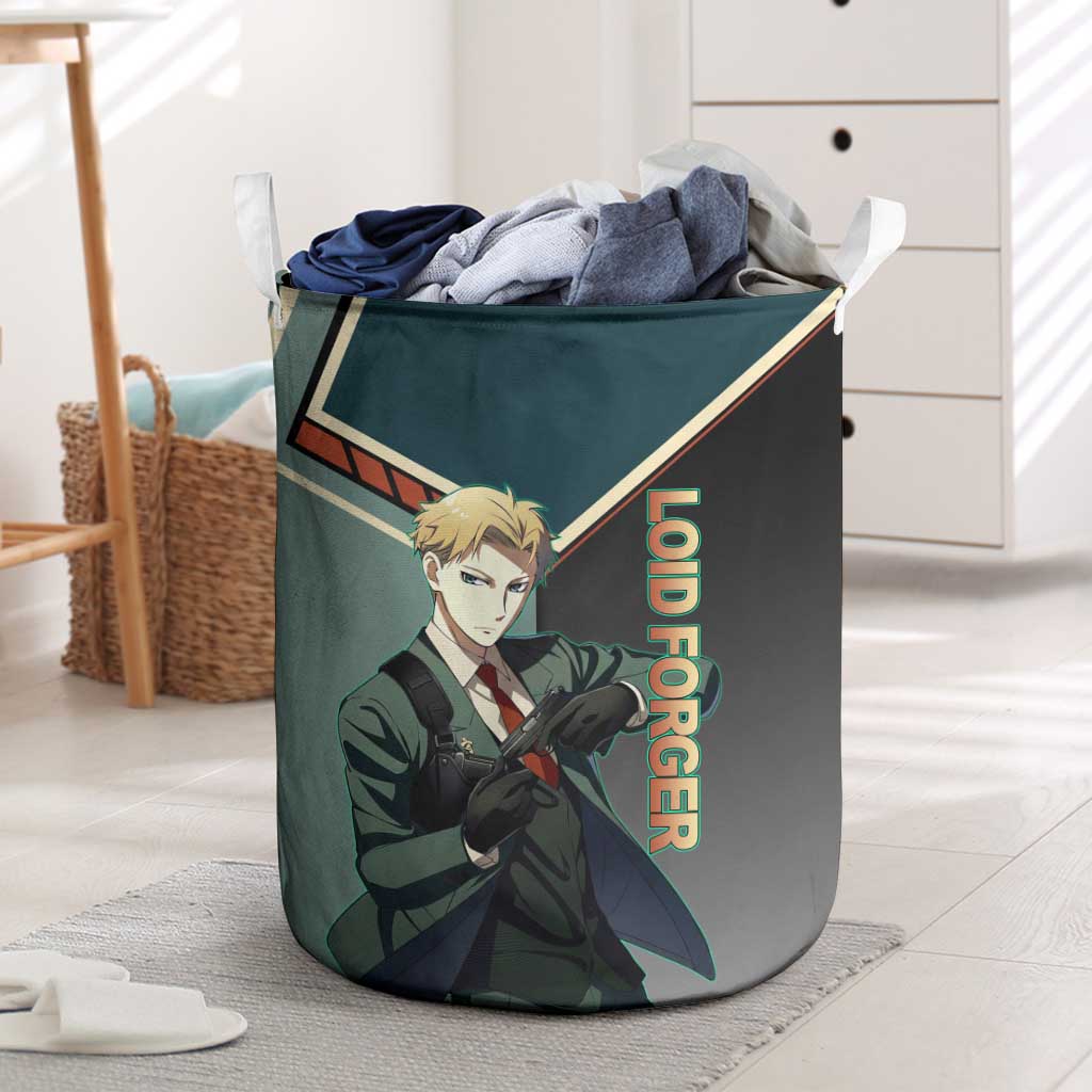 Loid Forger Spy x Family Green and Black Theme Laundry Basket with Gun Pose and Sharp Agent Style Design - The Mazicc