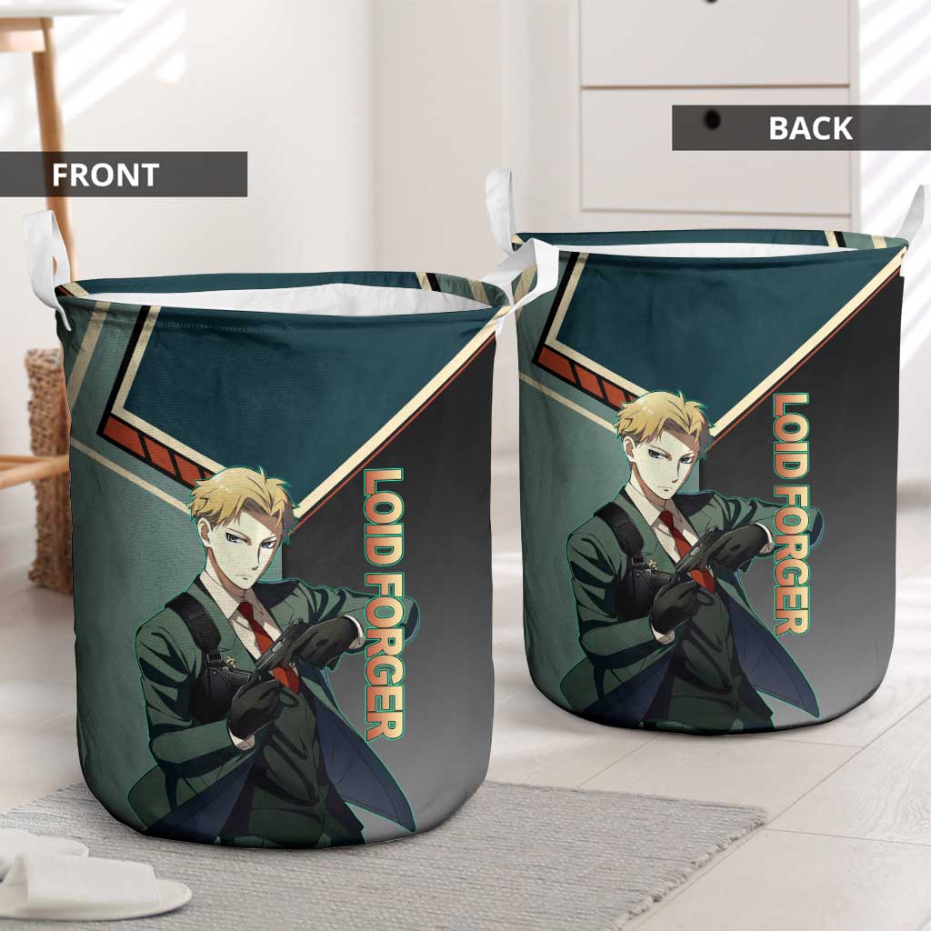 Loid Forger Spy x Family Green and Black Theme Laundry Basket with Gun Pose and Sharp Agent Style Design - The Mazicc