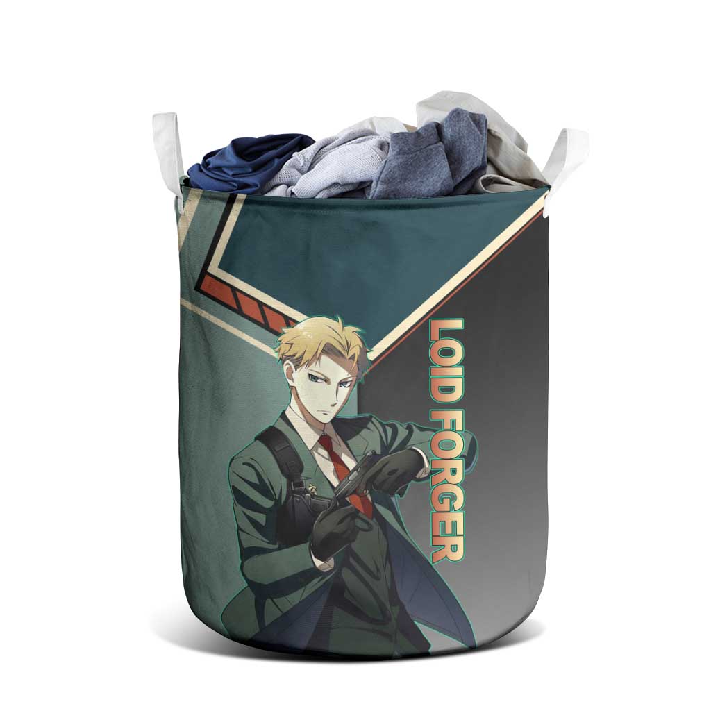 Loid Forger Spy x Family Green and Black Theme Laundry Basket with Gun Pose and Sharp Agent Style Design - The Mazicc