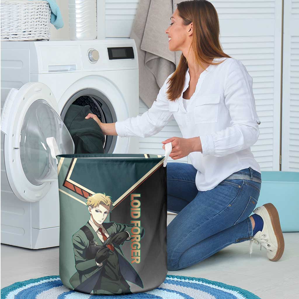 Loid Forger Spy x Family Green and Black Theme Laundry Basket with Gun Pose and Sharp Agent Style Design - The Mazicc