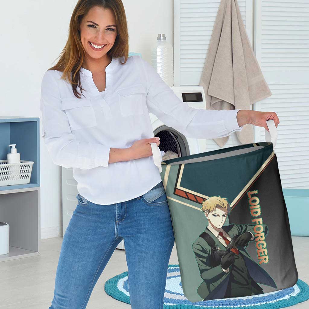 Loid Forger Spy x Family Green and Black Theme Laundry Basket with Gun Pose and Sharp Agent Style Design - The Mazicc