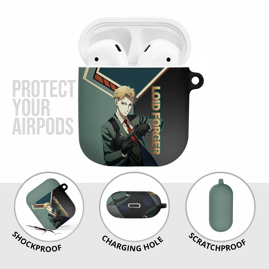 Loid Forger Spy x Family Green and Black Theme AirPods Case with Gun Pose and Sharp Agent Style Design - The Mazicc