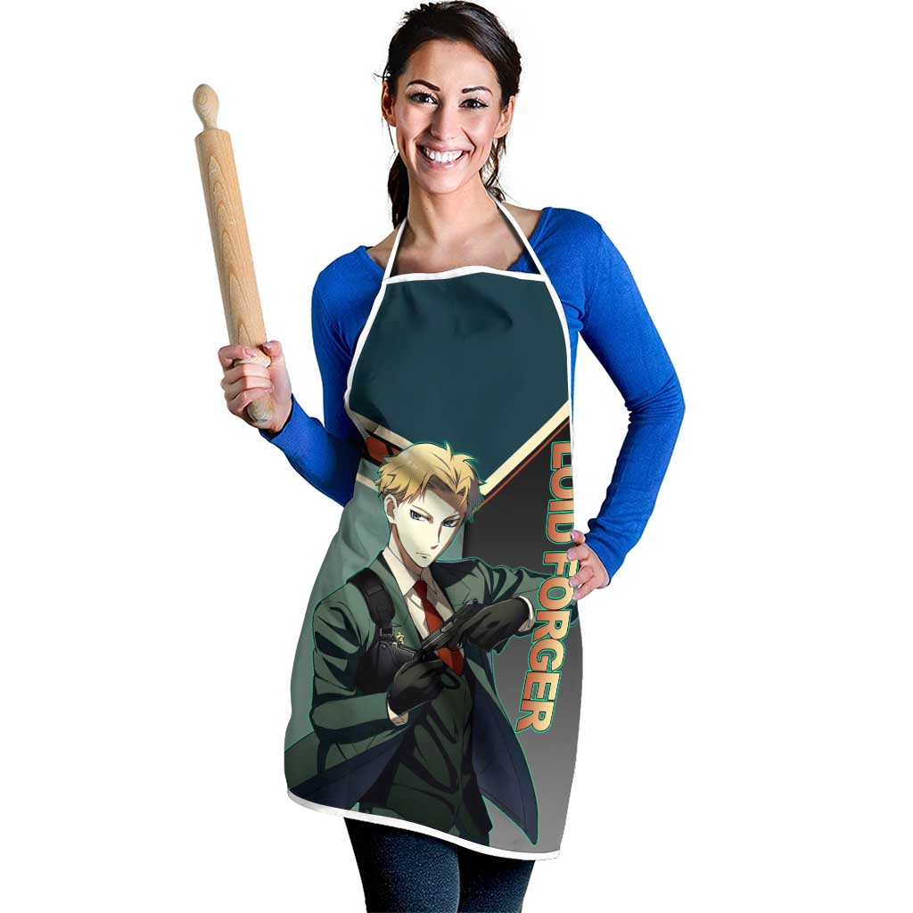 Loid Forger Spy x Family Green and Black Theme Apron with Gun Pose and Sharp Agent Style Design - The Mazicc