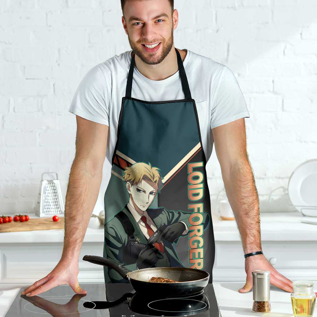 Loid Forger Spy x Family Green and Black Theme Apron with Gun Pose and Sharp Agent Style Design - The Mazicc