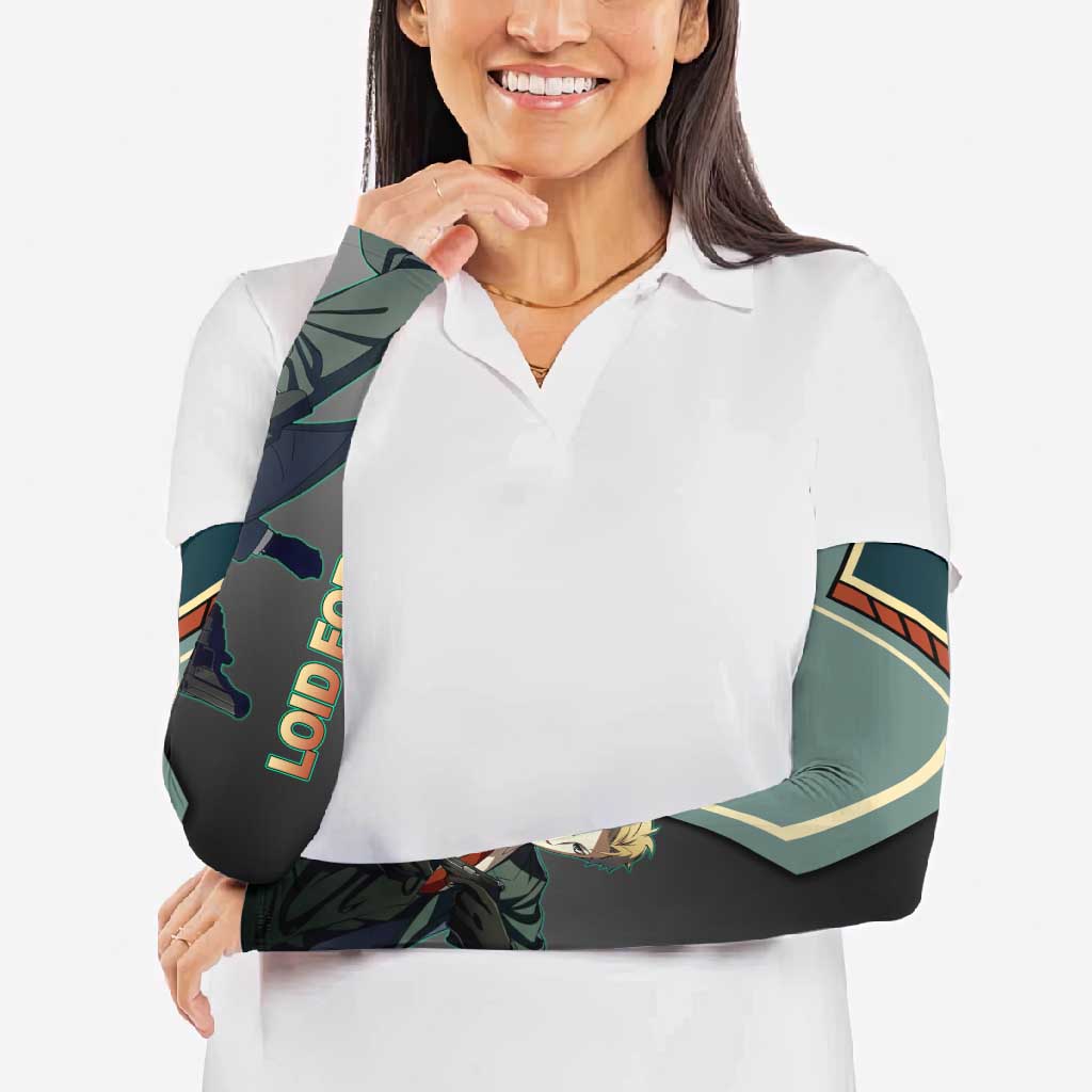 Loid Forger Spy x Family Green and Black Theme Arm Sleeves with Gun Pose and Sharp Agent Style Design - The Mazicc
