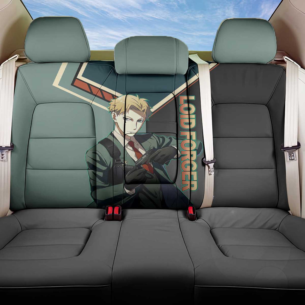 Loid Forger Spy x Family Green and Black Theme Back Car Seat Cover with Gun Pose and Sharp Agent Style Design - The Mazicc