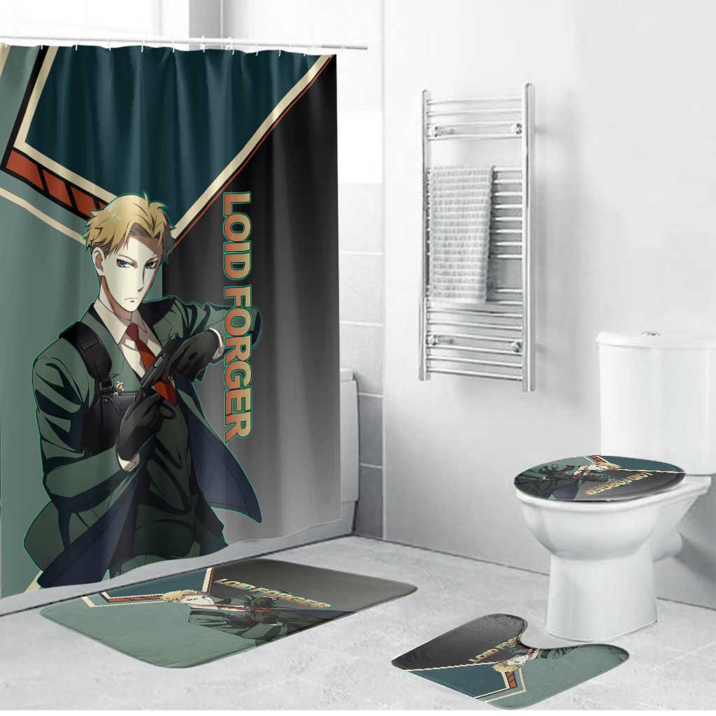 Loid Forger Spy x Family Green and Black Theme Bathroom Set with Gun Pose and Sharp Agent Style Design - The Mazicc