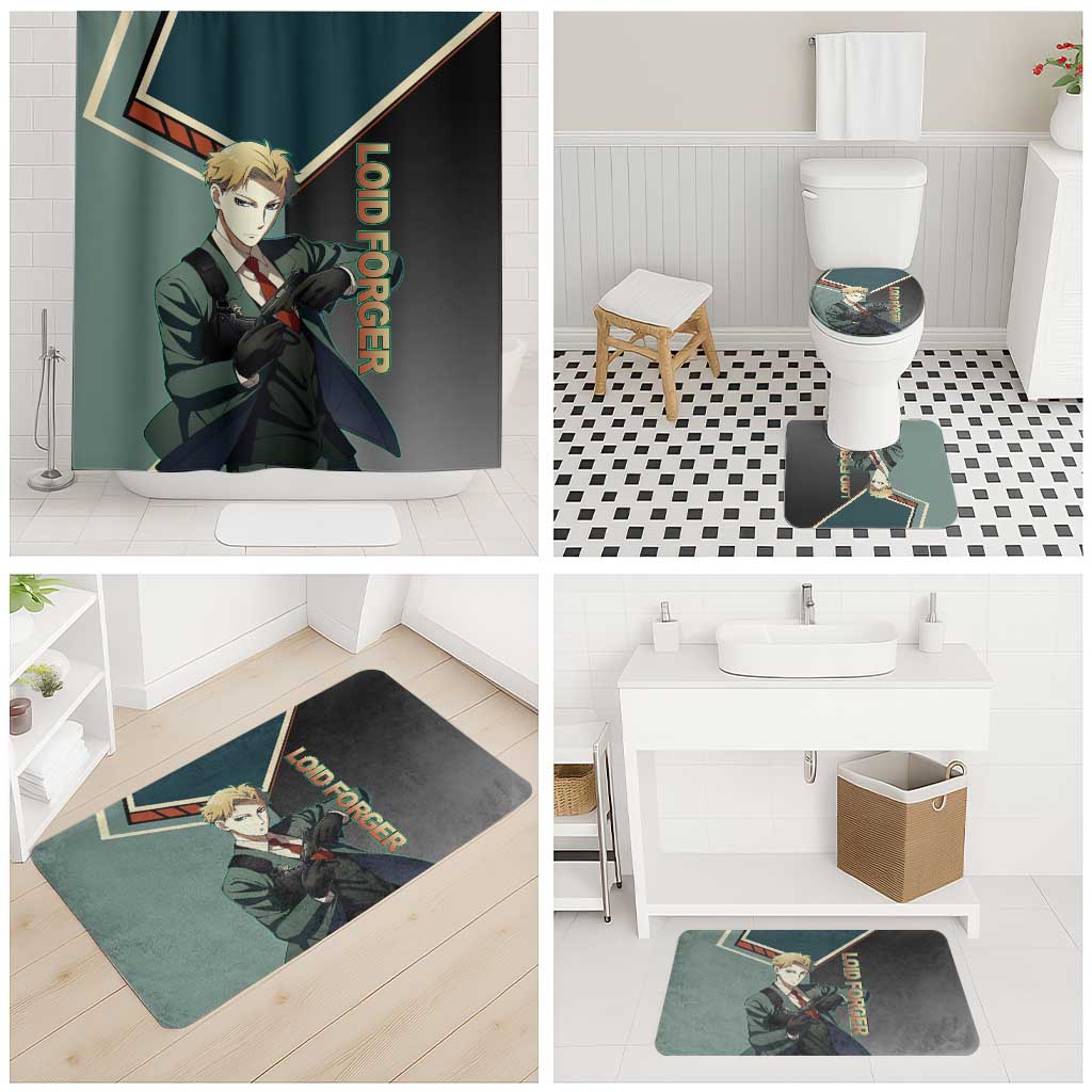 Loid Forger Spy x Family Green and Black Theme Bathroom Set with Gun Pose and Sharp Agent Style Design - The Mazicc