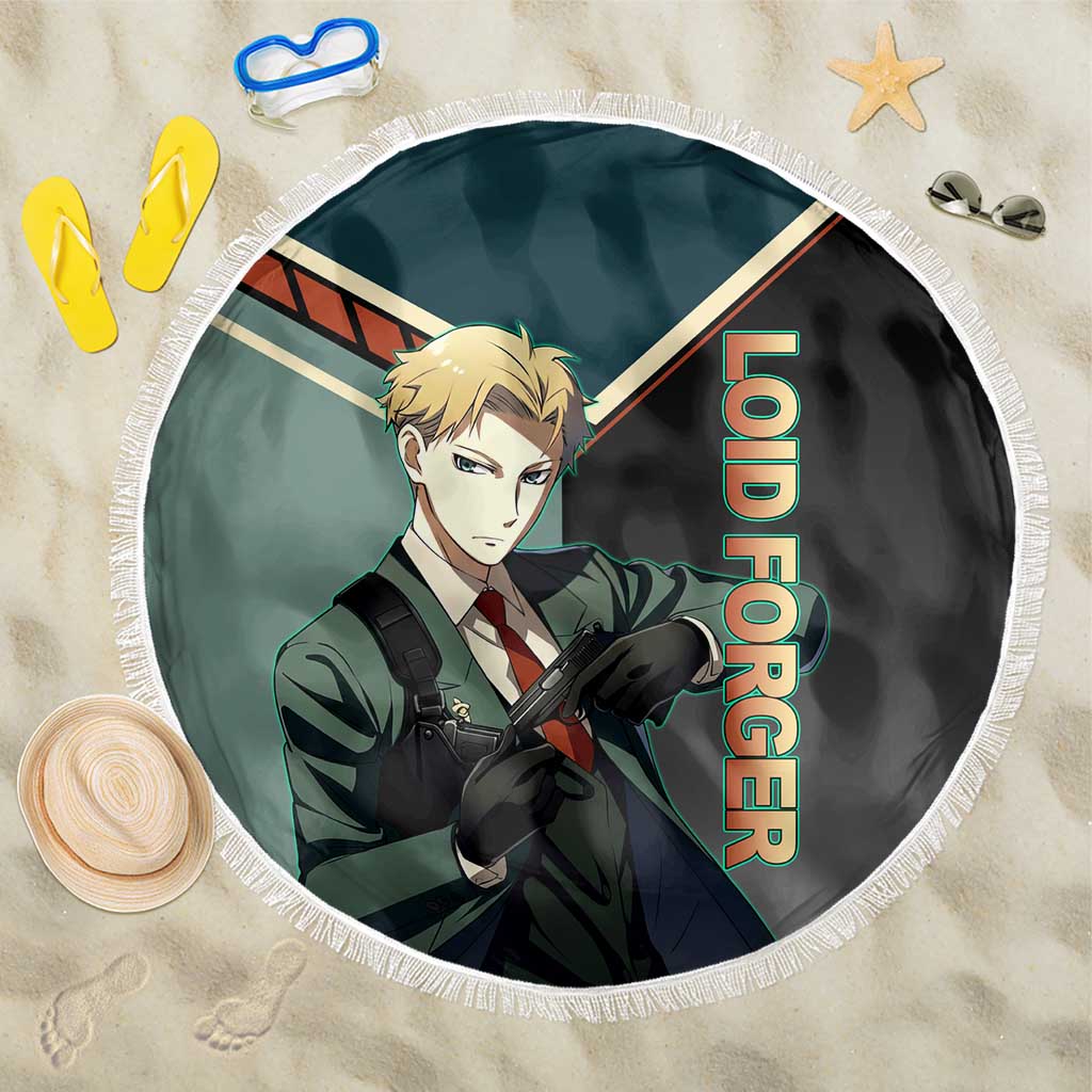 Loid Forger Spy x Family Green and Black Theme Beach Blanket with Gun Pose and Sharp Agent Style Design - The Mazicc