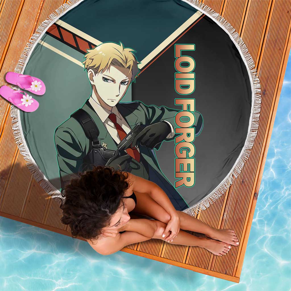 Loid Forger Spy x Family Green and Black Theme Beach Blanket with Gun Pose and Sharp Agent Style Design - The Mazicc