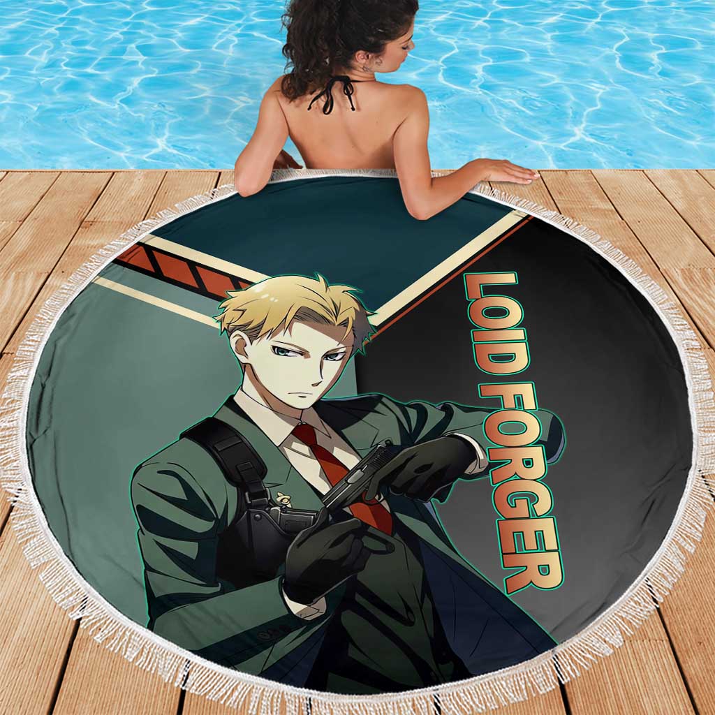 Loid Forger Spy x Family Green and Black Theme Beach Blanket with Gun Pose and Sharp Agent Style Design - The Mazicc