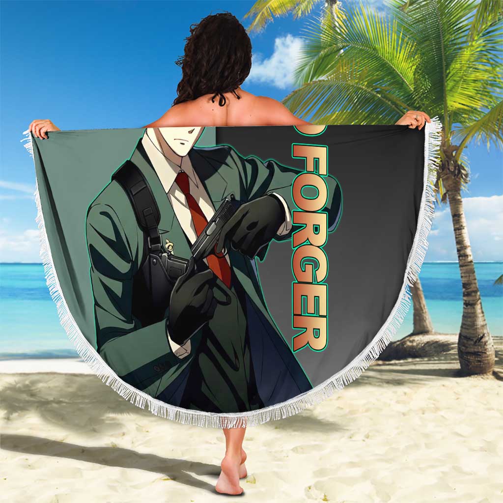 Loid Forger Spy x Family Green and Black Theme Beach Blanket with Gun Pose and Sharp Agent Style Design - The Mazicc