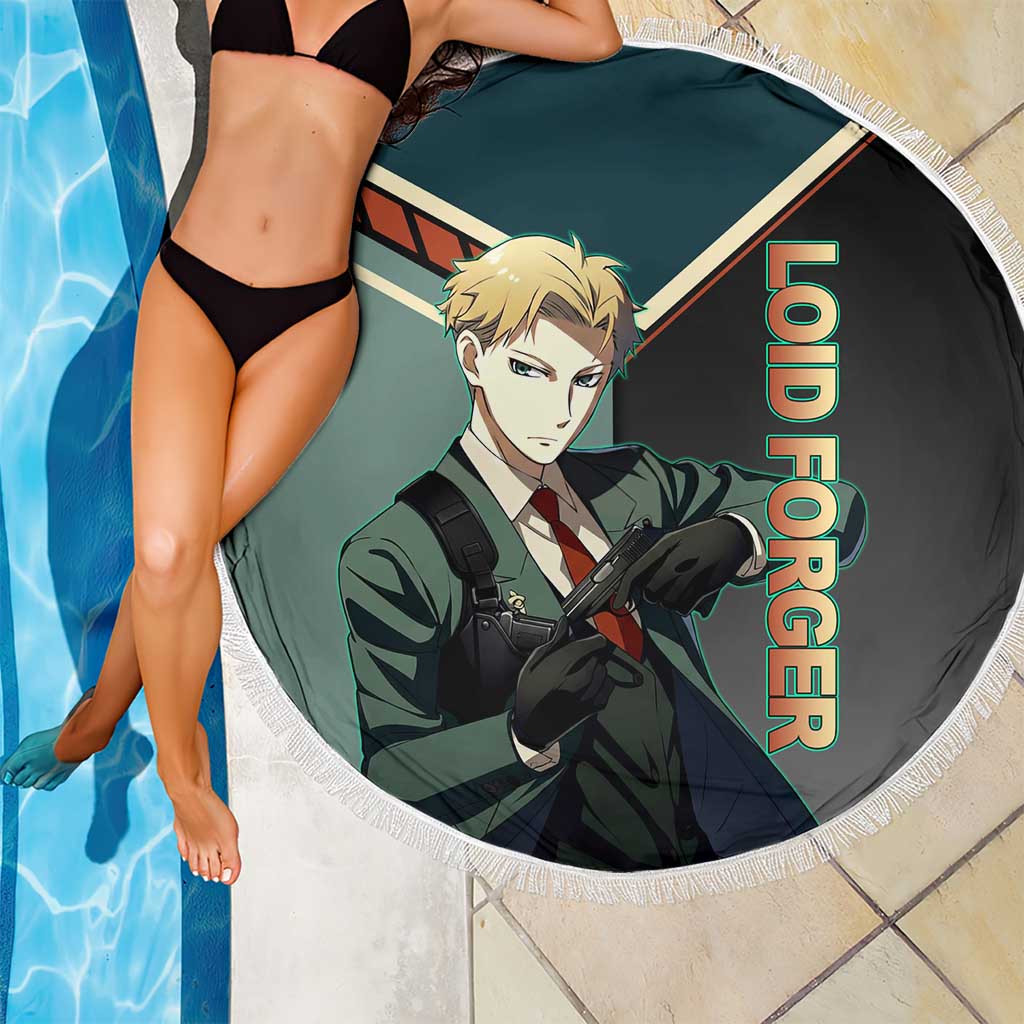 Loid Forger Spy x Family Green and Black Theme Beach Blanket with Gun Pose and Sharp Agent Style Design - The Mazicc
