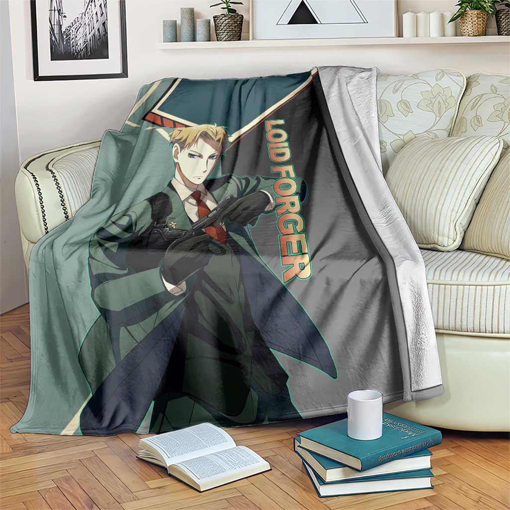 Loid Forger Spy x Family Green and Black Theme Blanket with Gun Pose and Sharp Agent Style Design - The Mazicc