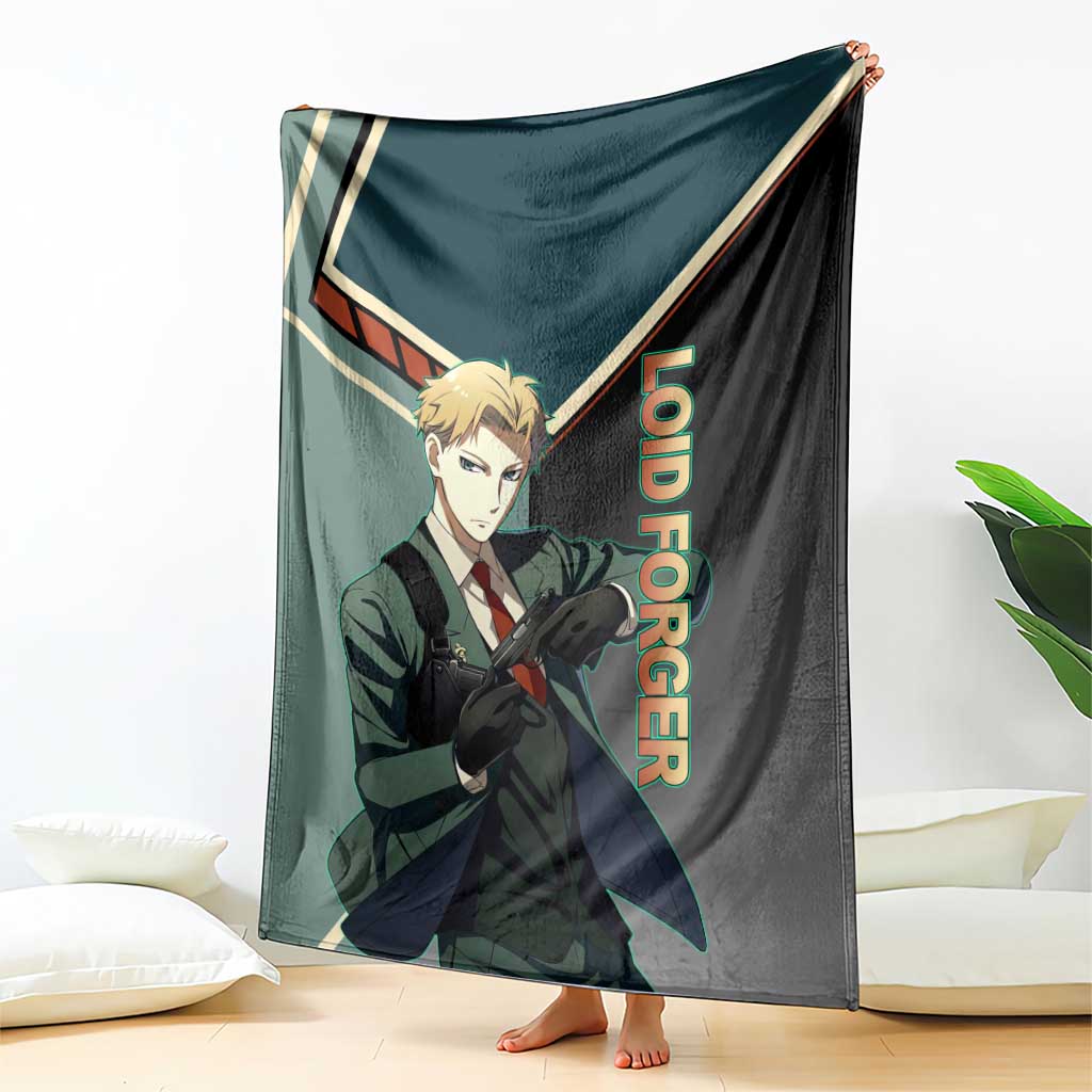 Loid Forger Spy x Family Green and Black Theme Blanket with Gun Pose and Sharp Agent Style Design - The Mazicc