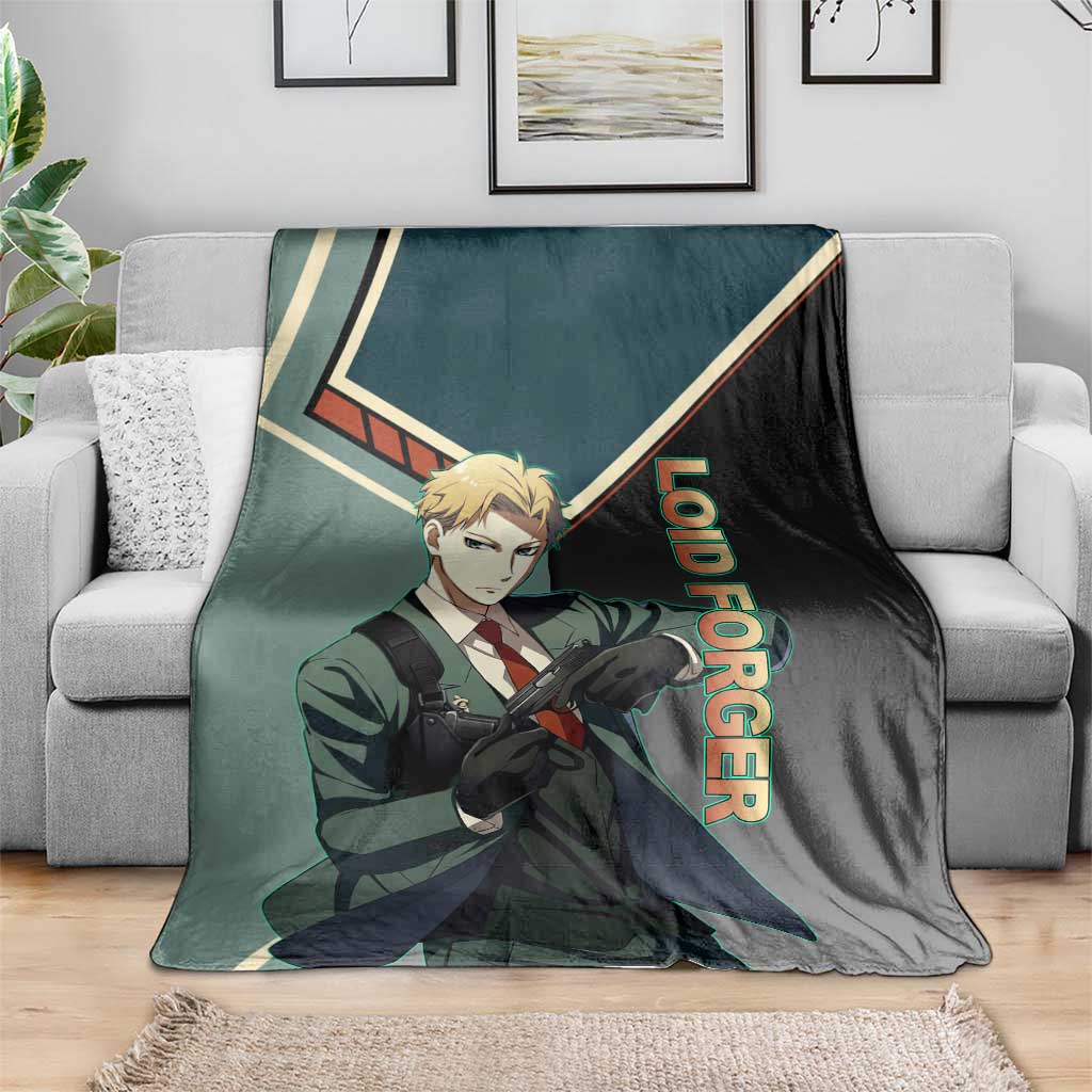 Loid Forger Spy x Family Green and Black Theme Blanket with Gun Pose and Sharp Agent Style Design - The Mazicc